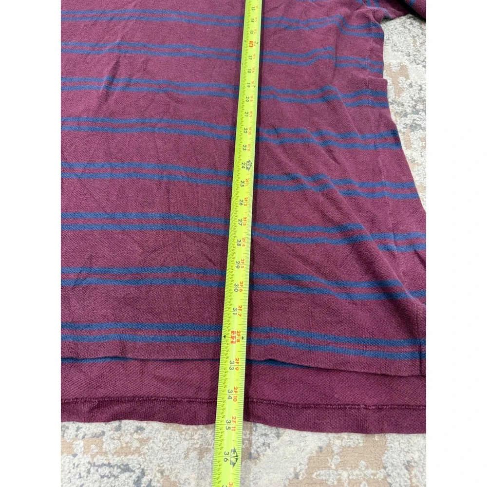 Polo Ralph Lauren Mens 2XLT Tall Striped Pique Polo Burgundy Navy Blue
